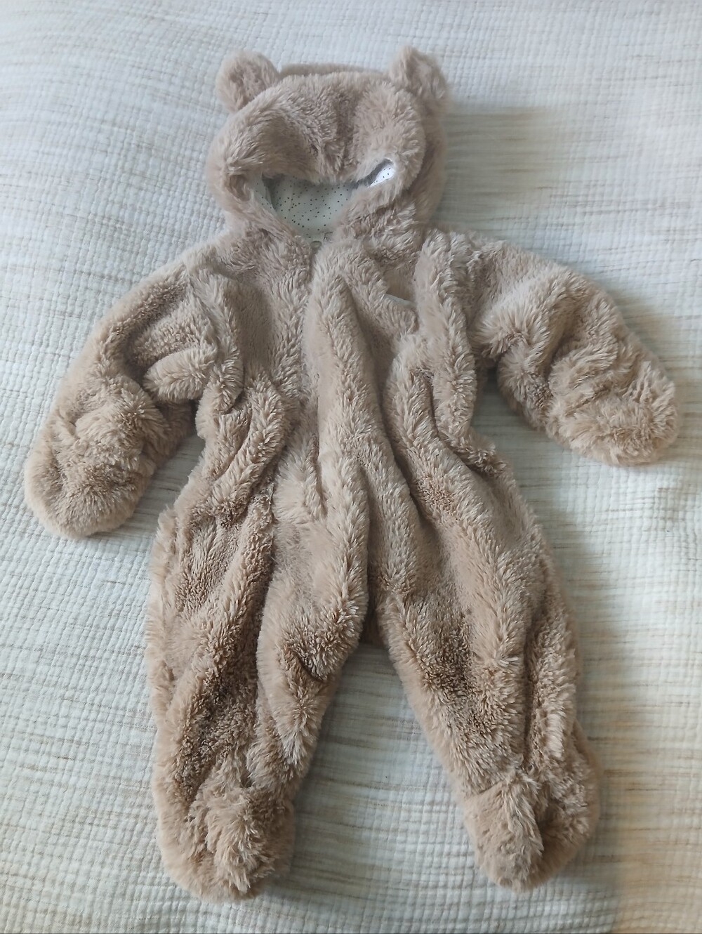 Baby Faux Fur Cozy Plush Bear Jumpsuit/Snowsuit 100% Cotton Lined